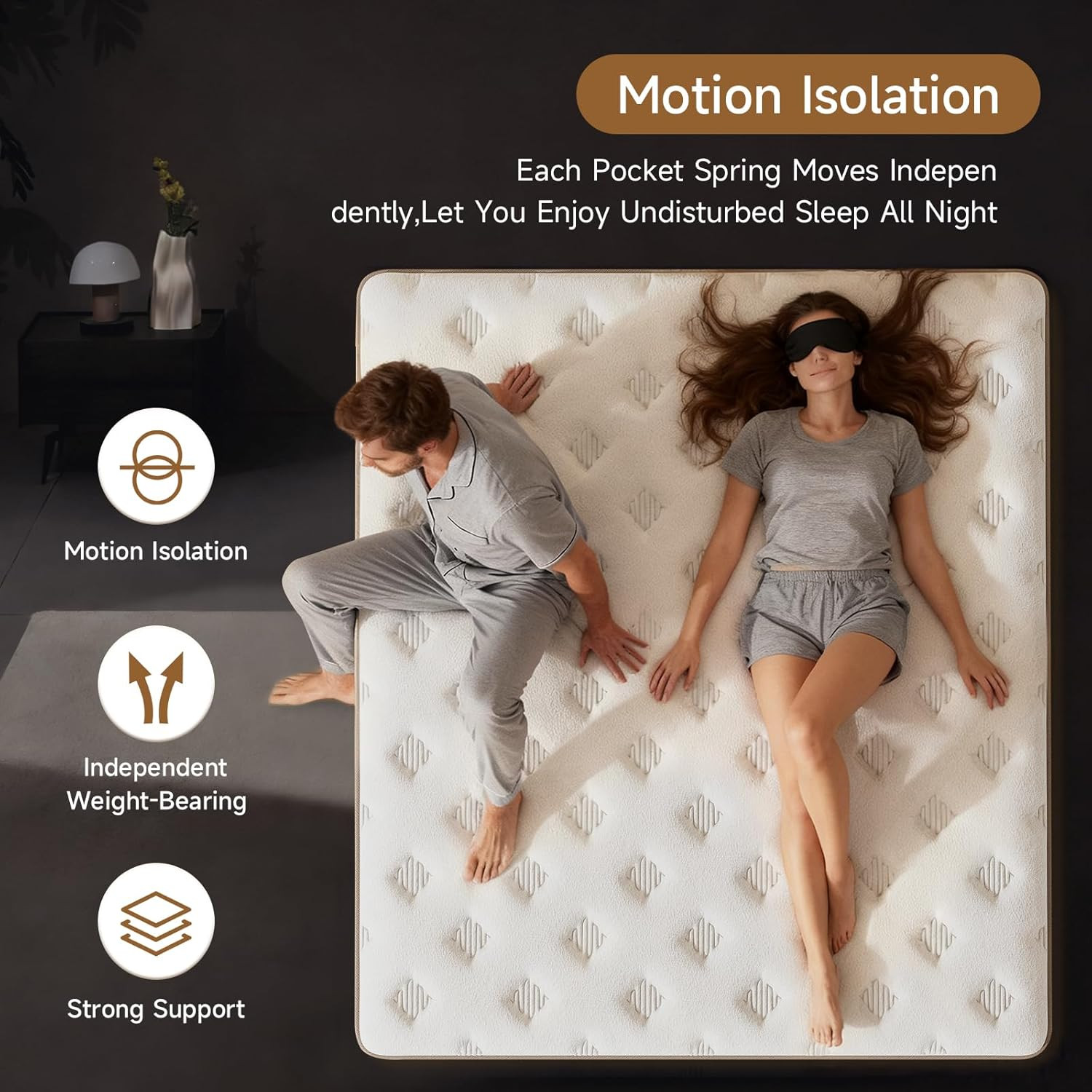 MOOA 12 Inch Queen Mattress – Mattress Hybrid Cooling Gel Memory Foam & Pocket C