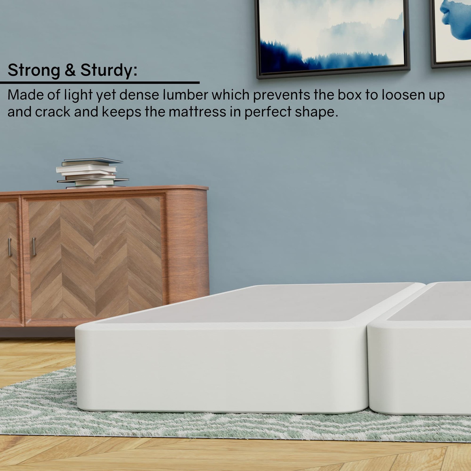 , 4-Inch Sturdy Wood Box Spring for Mattress Support – Durable and Fully Asse…