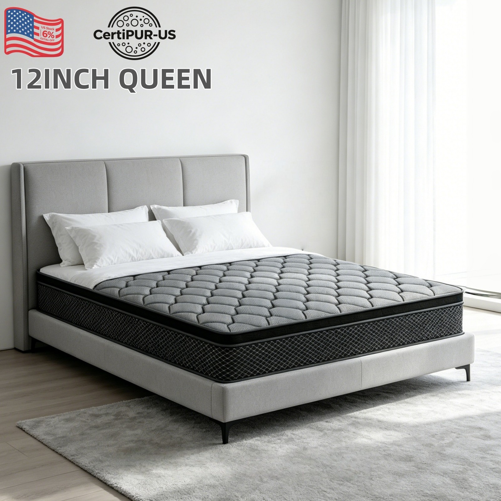 12 Inch Queen Hybrid Mattress Cooling Gel Memory Foam Pocket Spring Bed In A Box