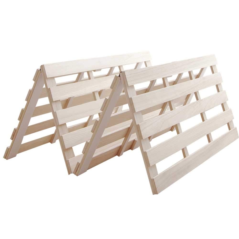 IRIS PLAZA Folding Slat Mat, Single, Folded in Four, Natural Paulownia