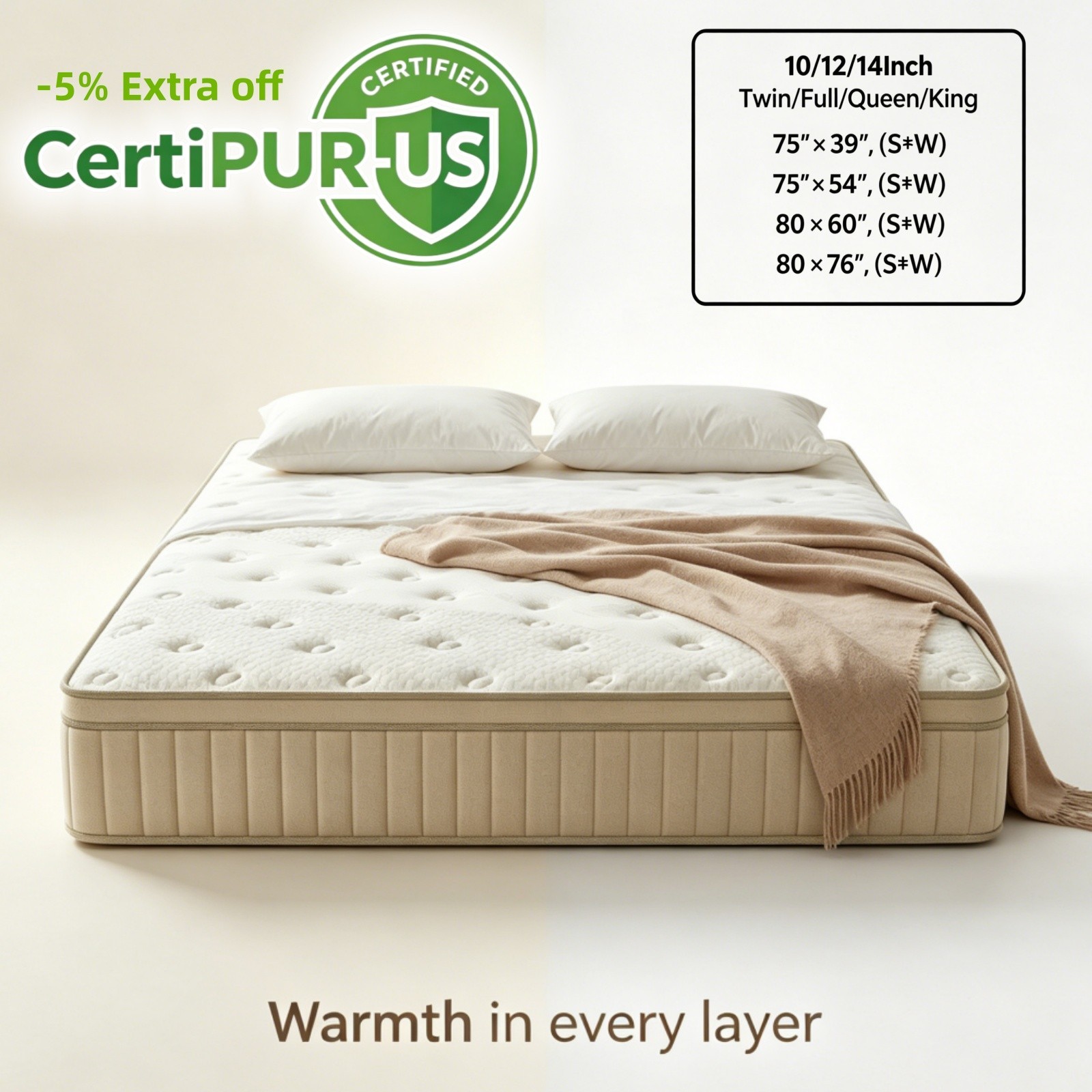 12 14″ Gel Memory Foam Spring Hybrid Mattress Queen King Bed Mattress In A Box