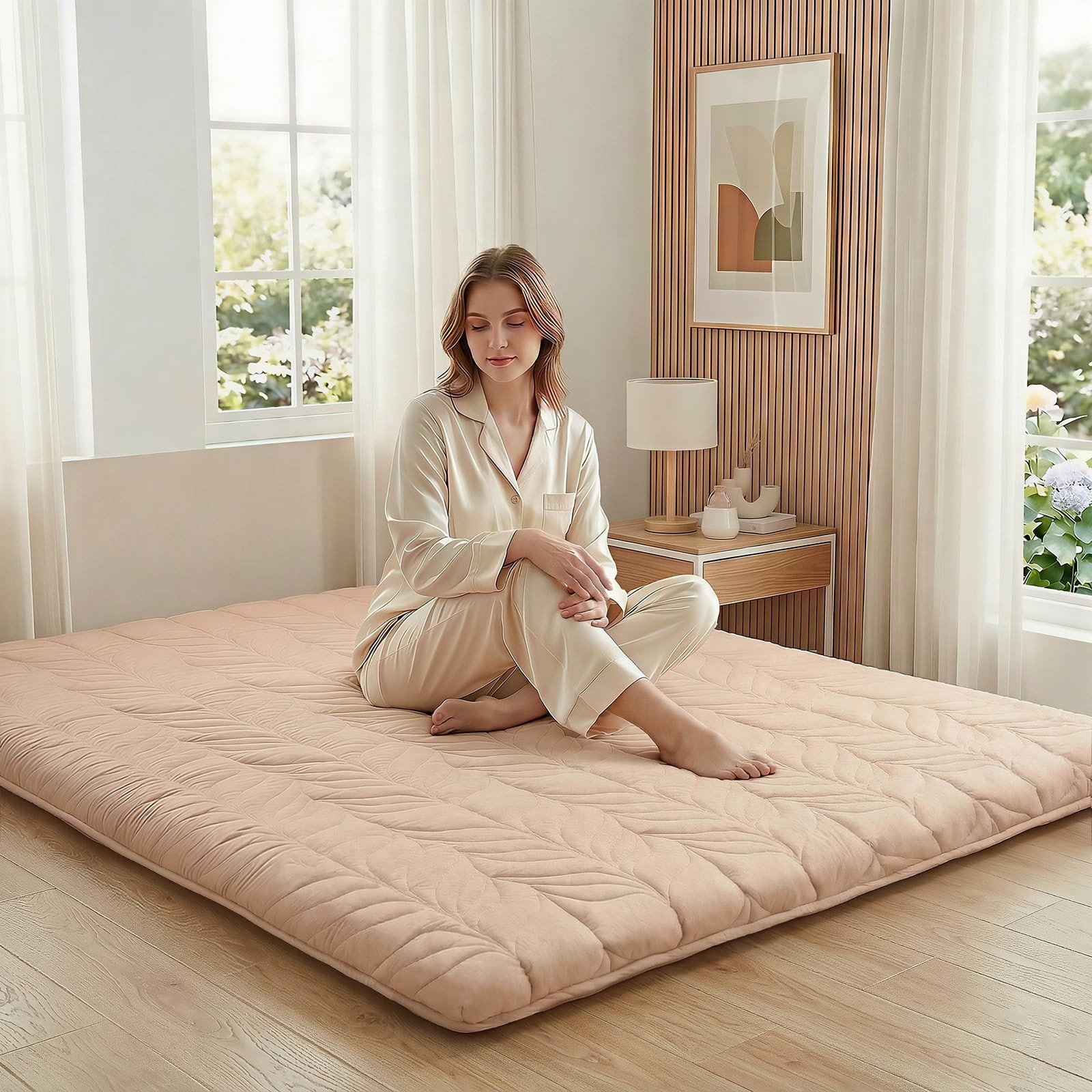 Japanese Floor Mattress Futon Mattress Full Size, Thicken Roll Up Tatami Mat …