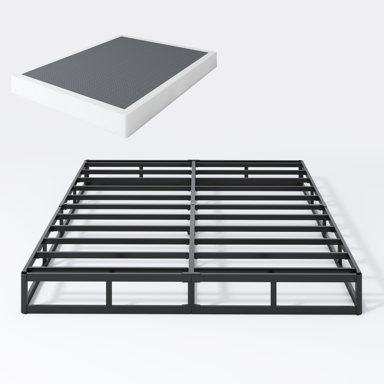 SHLAND 7 Inch Box Spring Full Size Bed Base, 3000 lbs Black Heavy Full,