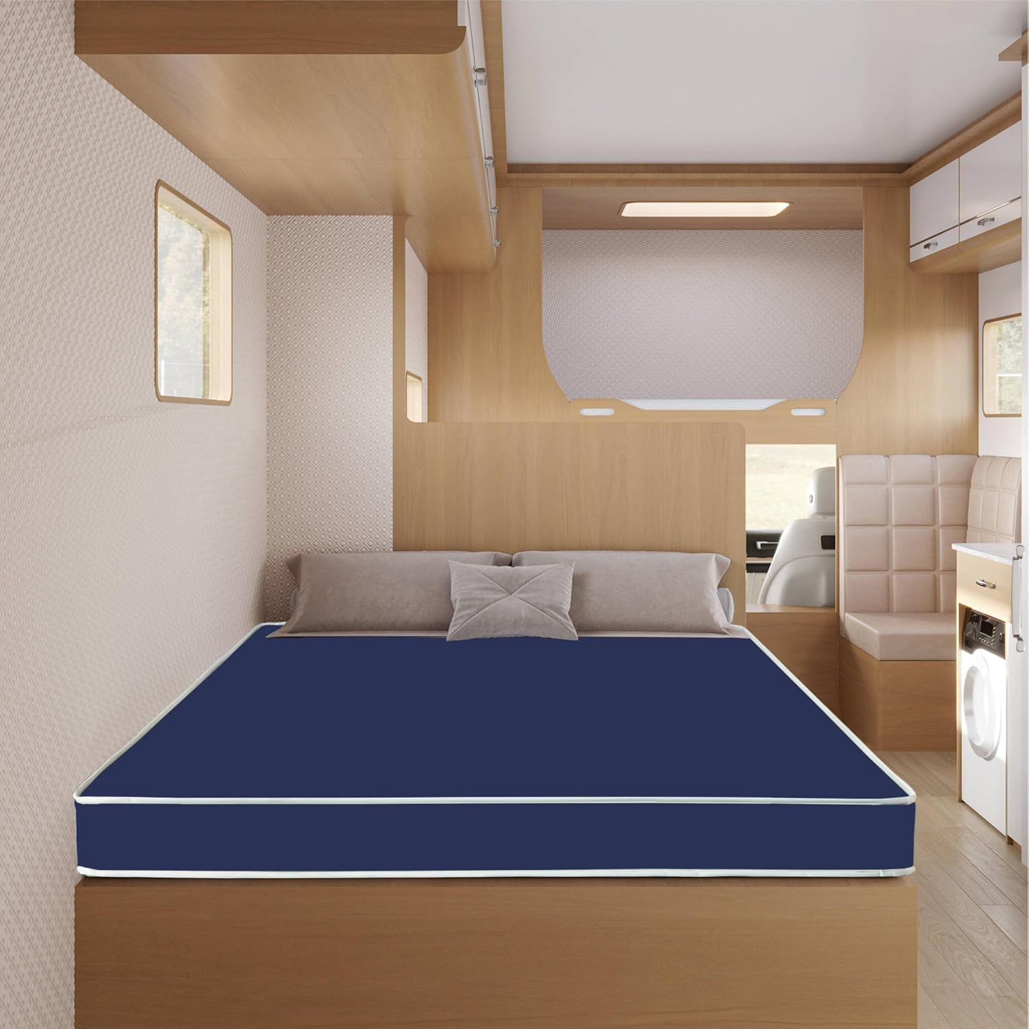 Medium Firm 4-Inch Water-Resistant Foam Mattress, Easy Clean, 80″x30″, Blue