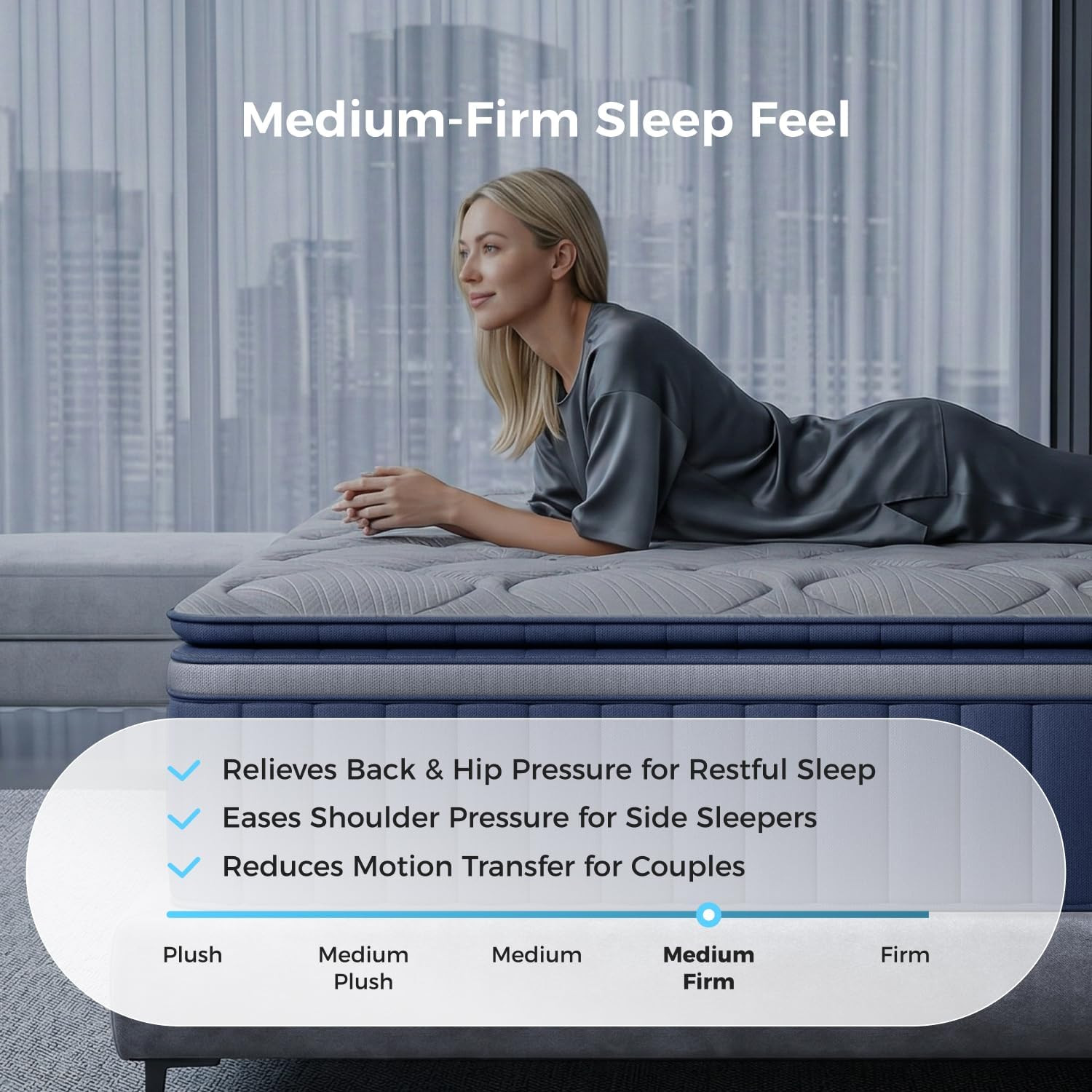Sweetnight Coolnest 14 Inch King Size Mattress, Hybrid King Mattresses with Duos
