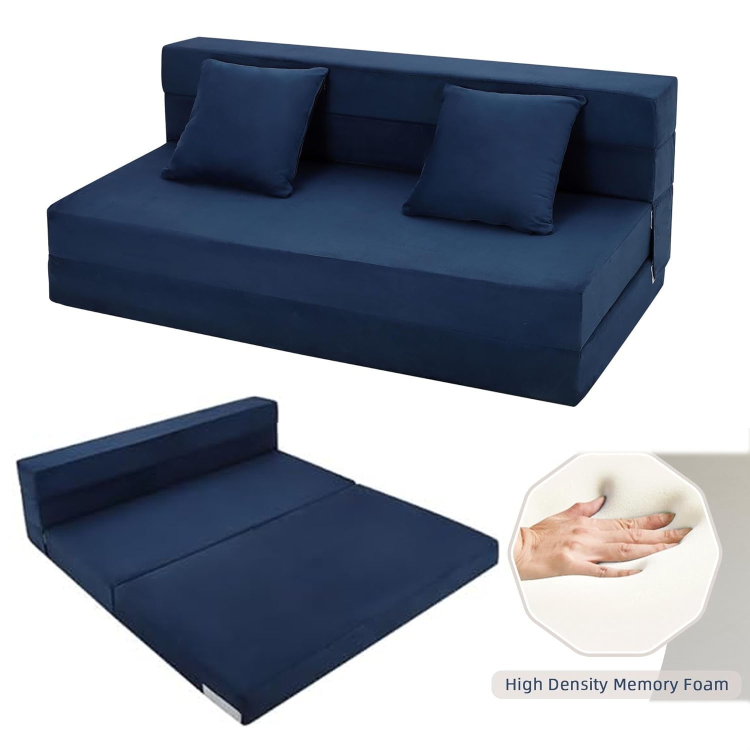 Queen Size Folding Sofa Bed Convertible Floor Futon Bed Mattresses w/ 2 Pillow💥