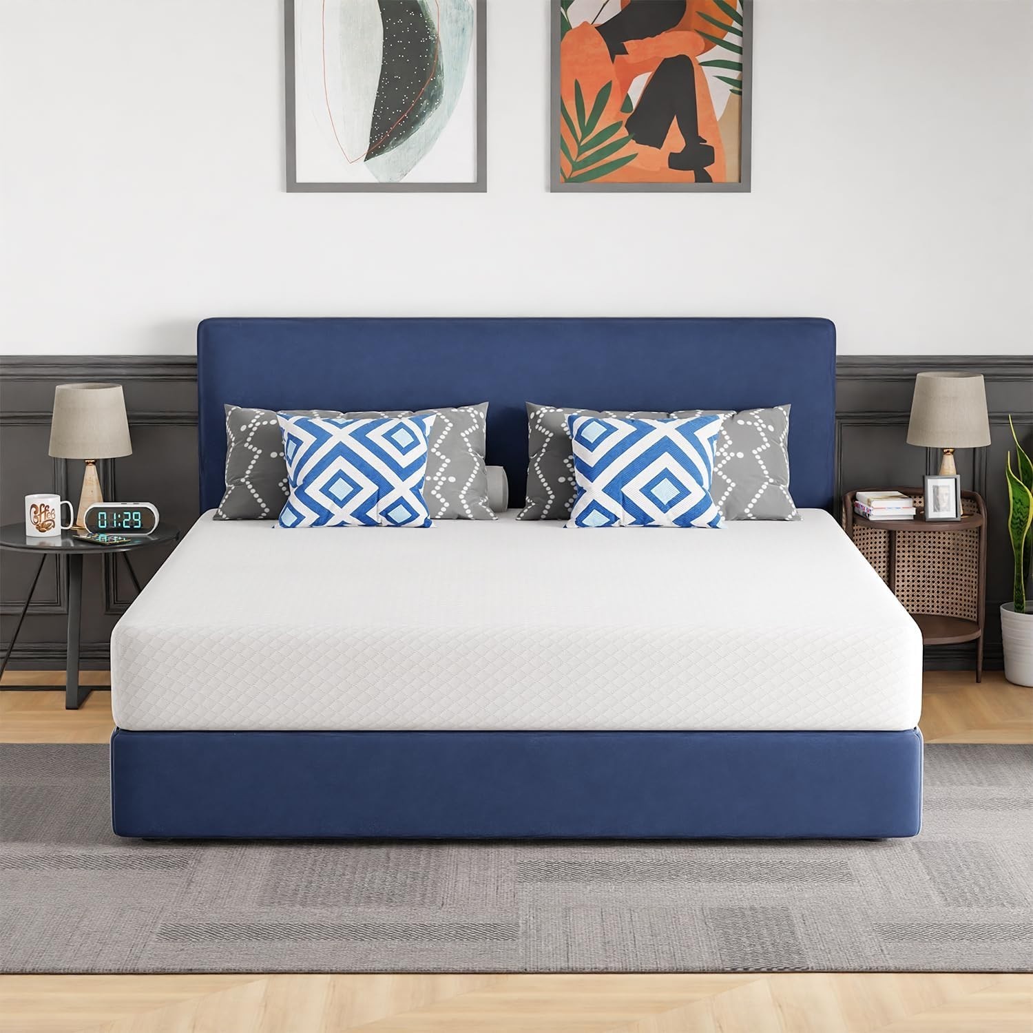 10 Inch King Mattress | Medium Firm | Gel Memory Foam Mattress | White | Bed