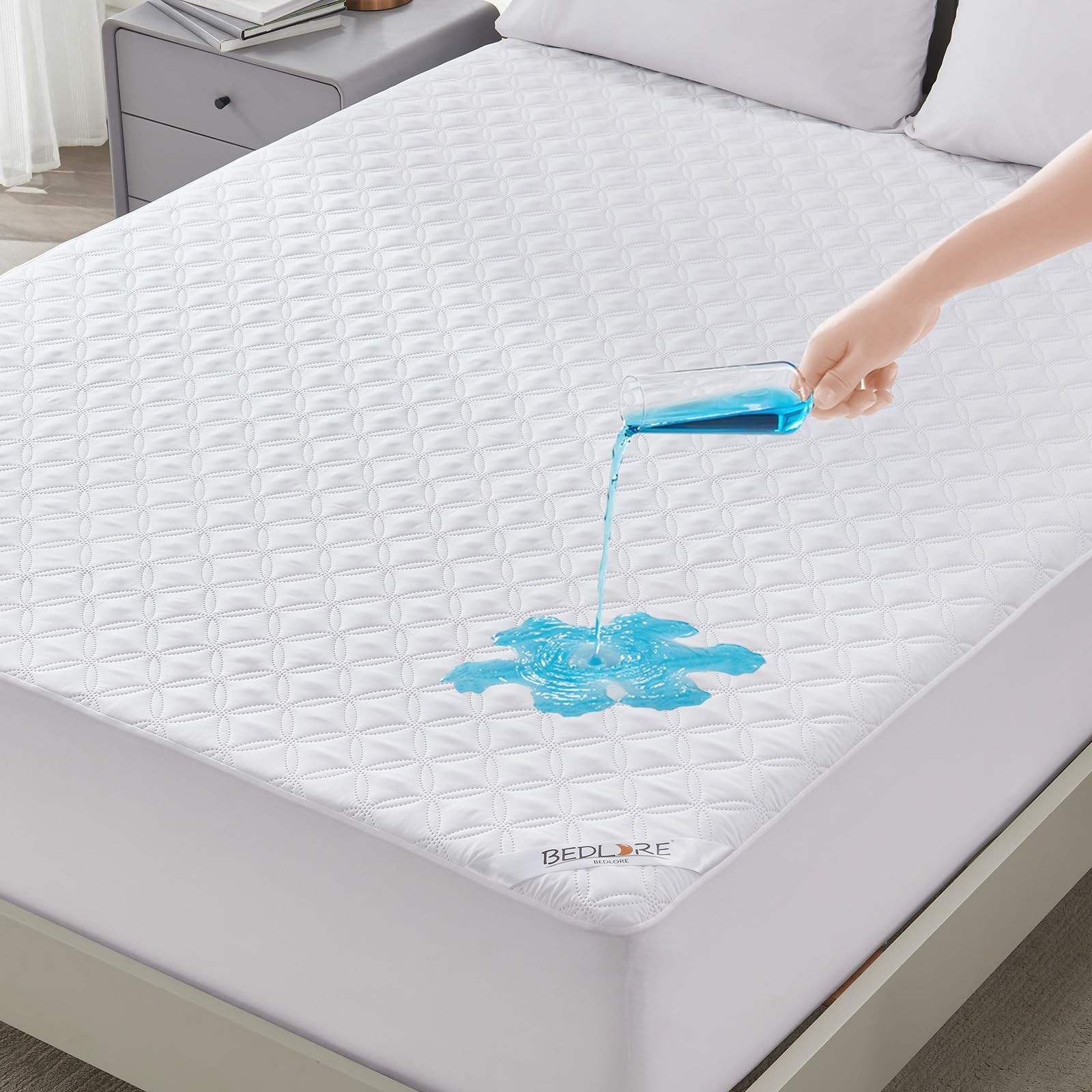 BEDLORE Waterproof Mattress Protector, Full Size, Deep Pocket, Full, White