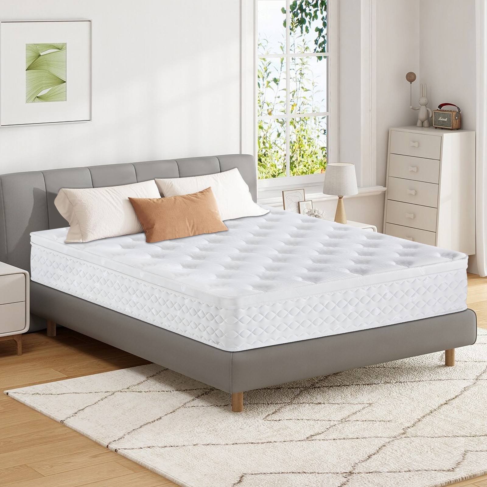 10″12″ Gel Memory Foam Spring Hybrid Mattress Twin Full Queen King Size In A Box