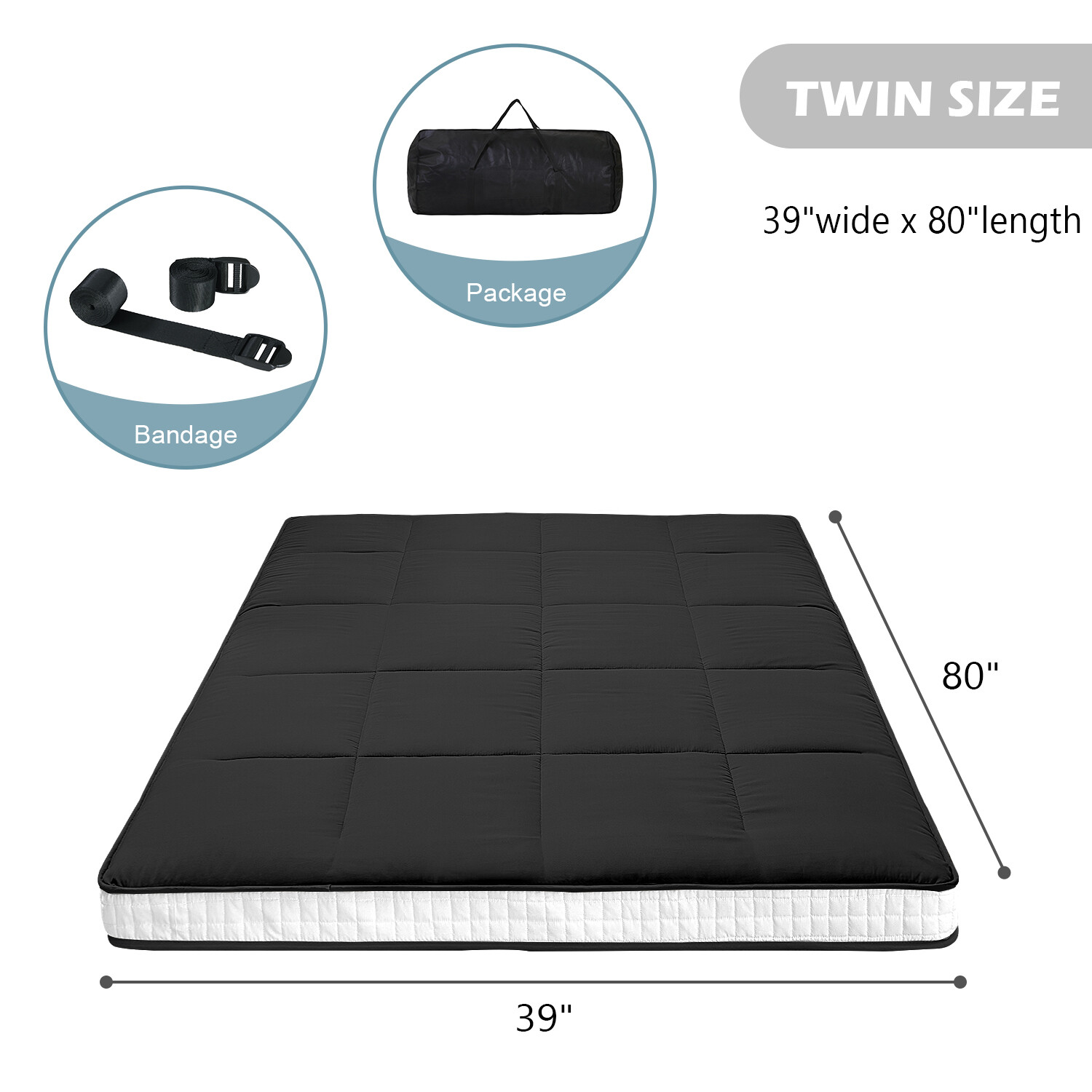 Japanese Floor Mattress Futon Mattress Foldable Mattress Roll Up Tatami 3 Sizes