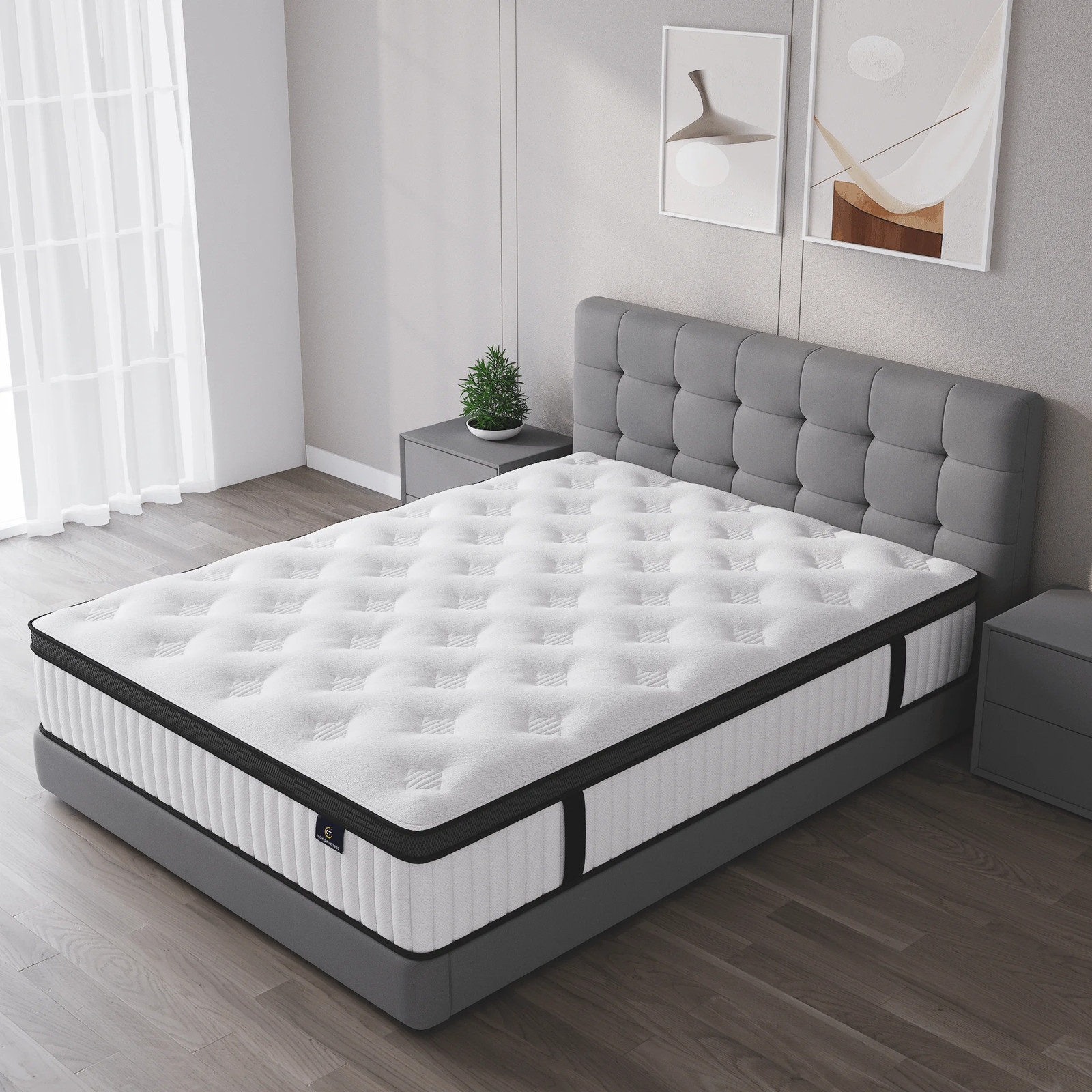 Queen Mattress in a Box, 10 Inch Memory Foam Individual Pocket Spring Hybrid Mat