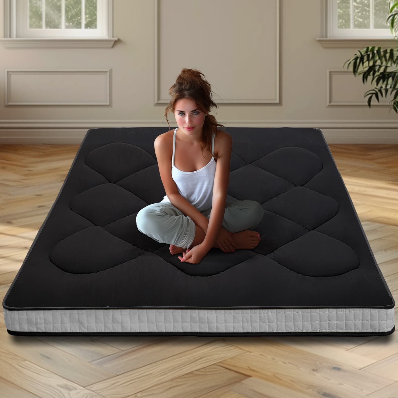 Extra Thick Japanese Sleeping Floor Mattress Foldable Roll Up Futon Tatami Mat
