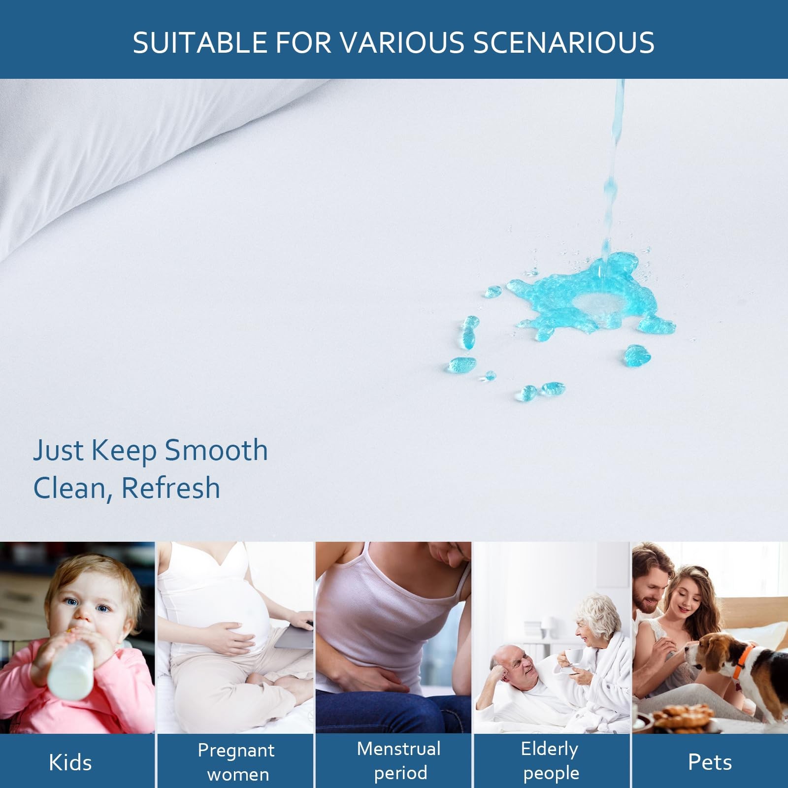 Waterproof Mattress Protector Twin Size,Mattress Cover Protector, Twin, White