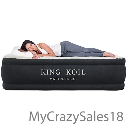 King Koil Plush Pillow Top Twin Air Mattress with Built-in H