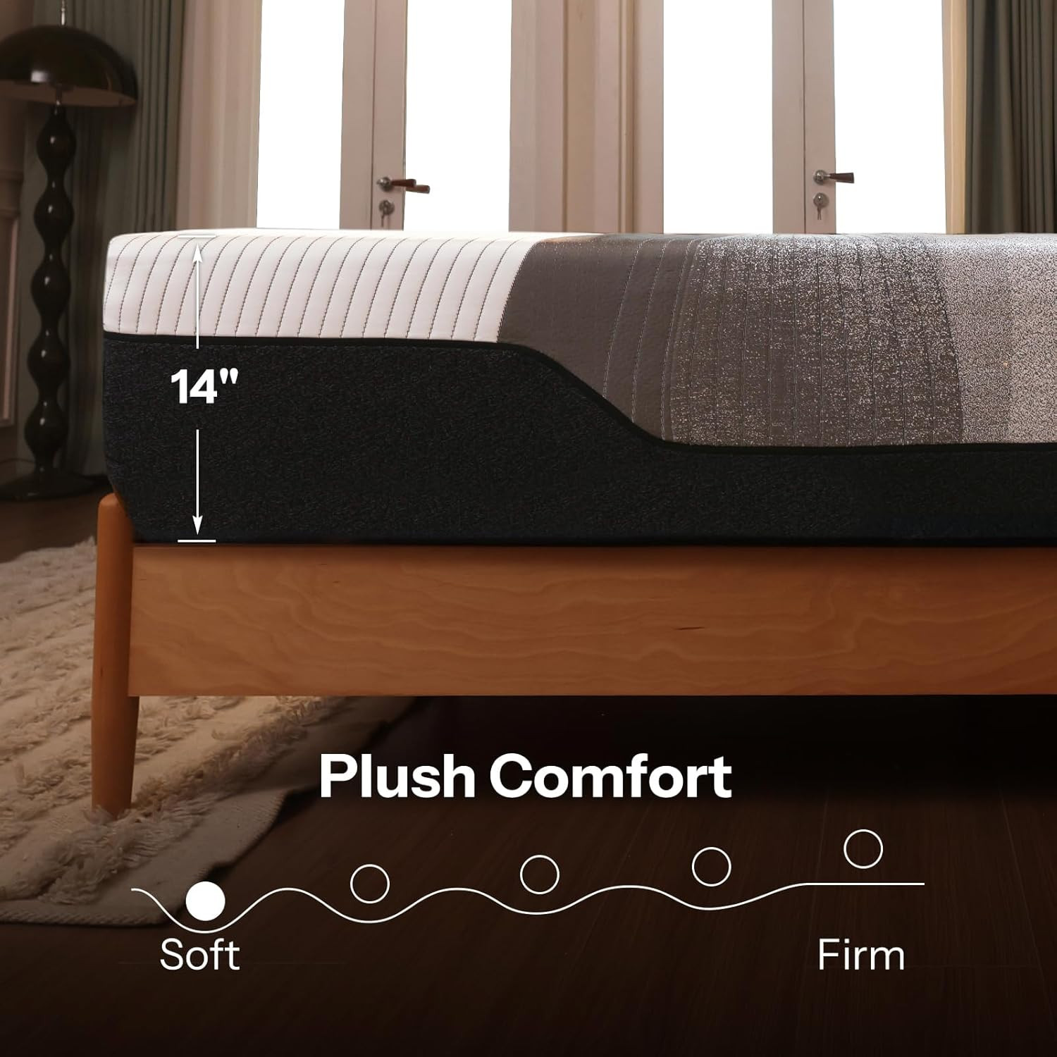 14″ Gel Memory Foam Queen Mattress – Cooling, Plush, CertiPUR-US Certified