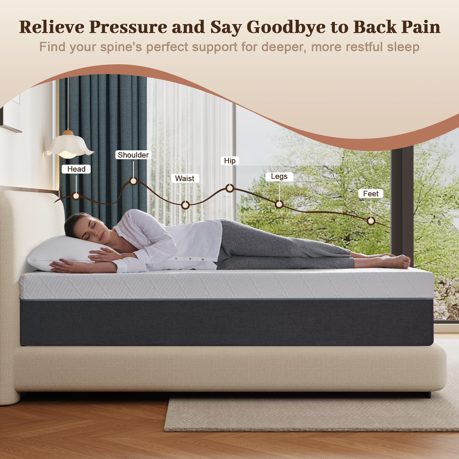 8 Inch Twin Mattress No Fiberglass Memory Foam Mattress for Back Pain, Reliev…
