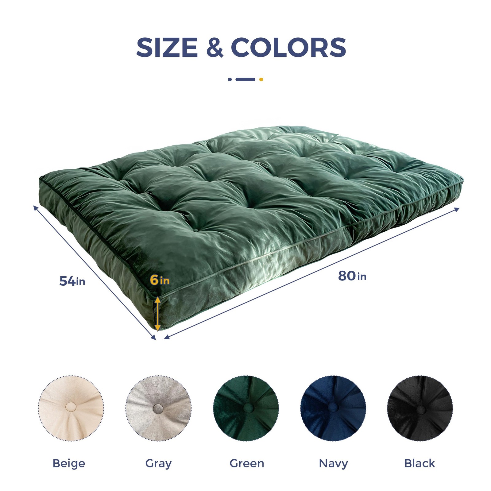 MAXYOYO 6″ Futon Mattress Full Size, Velvet Thick Futons Sofa Couch, Green