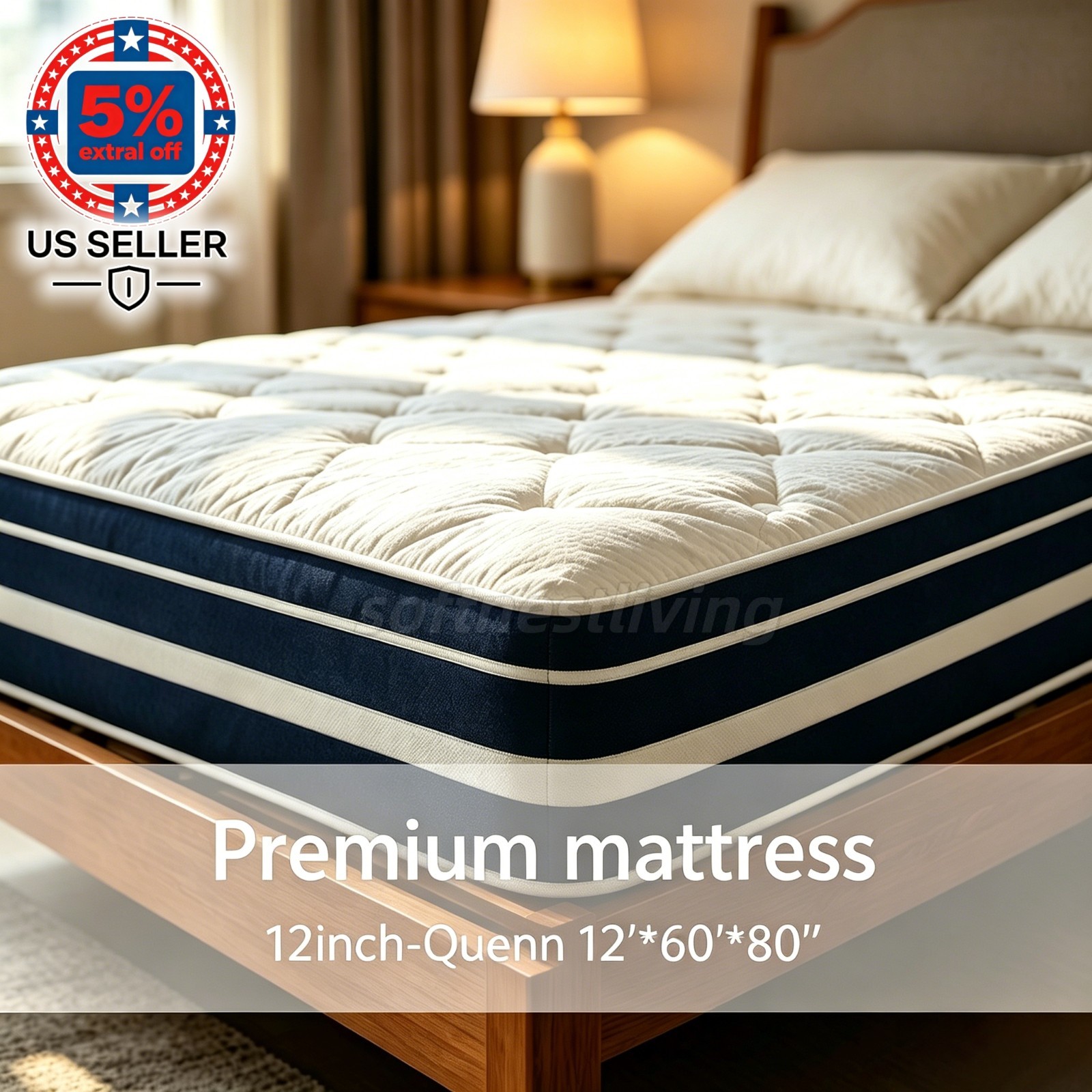 12in Gel Memory Foam & Spring Hybrid Mattress Breathable Queen size Bed In a Box