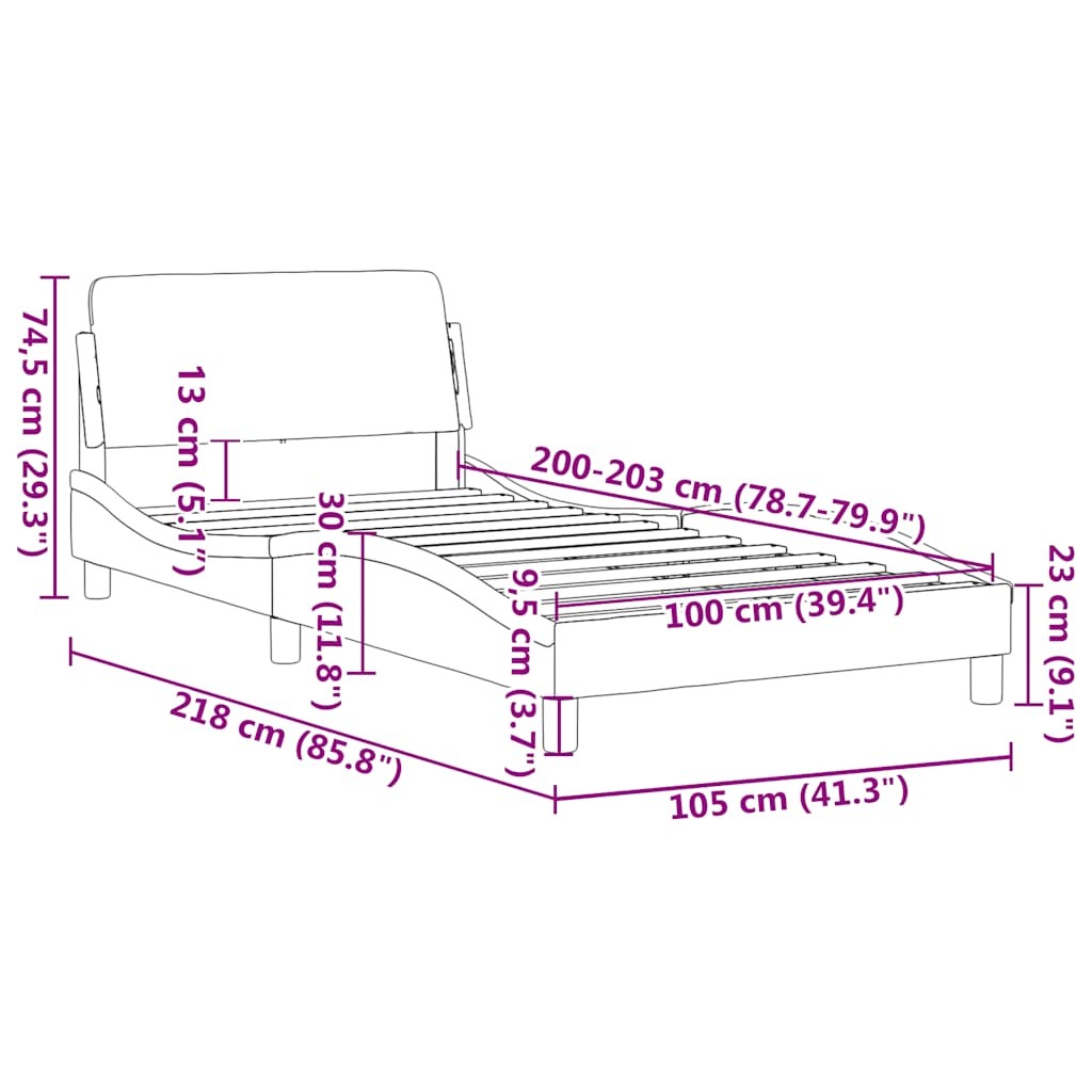 Bed Frame «Dover» Dark Gray 39.4″x79.9″ Twin XL Velvet vidaXL