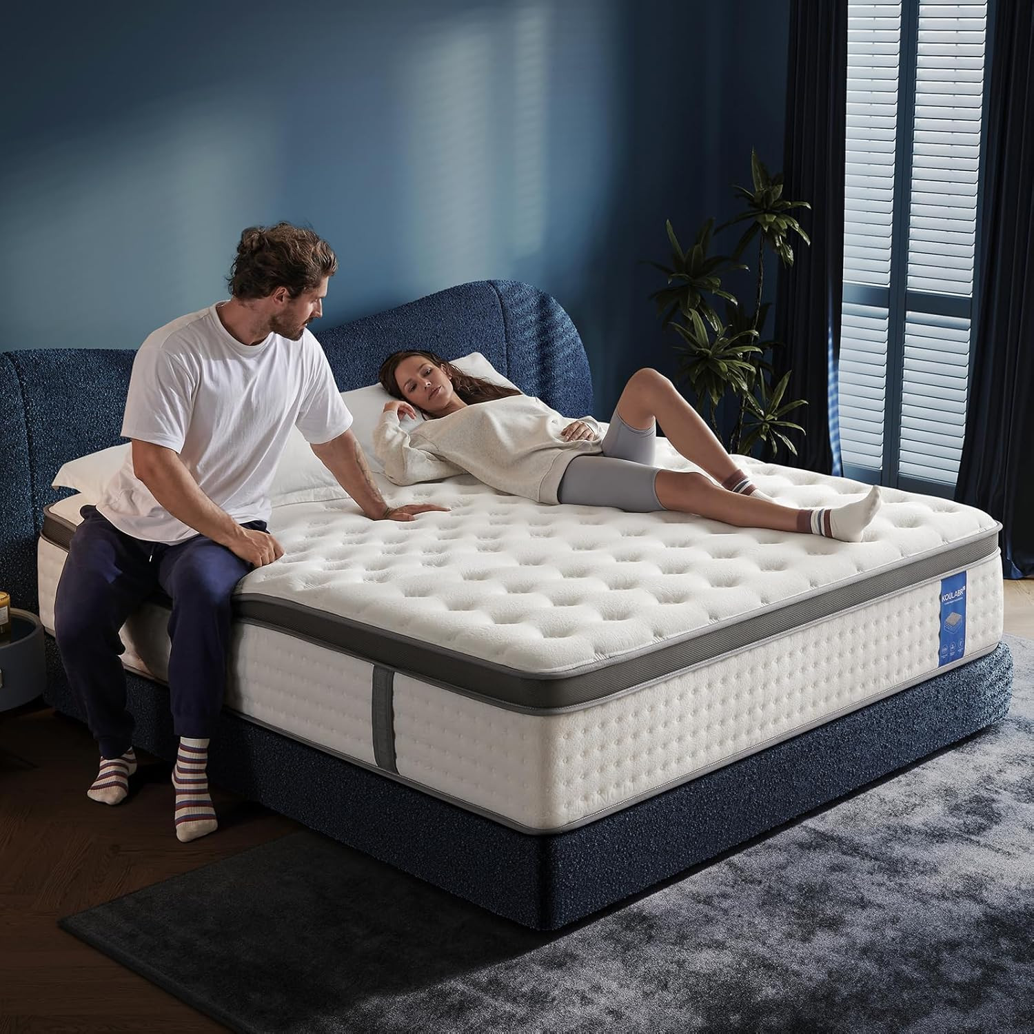 14″ Queen Hybrid Mattress – Gel Memory Foam & Pocket Coils, Medium Firm