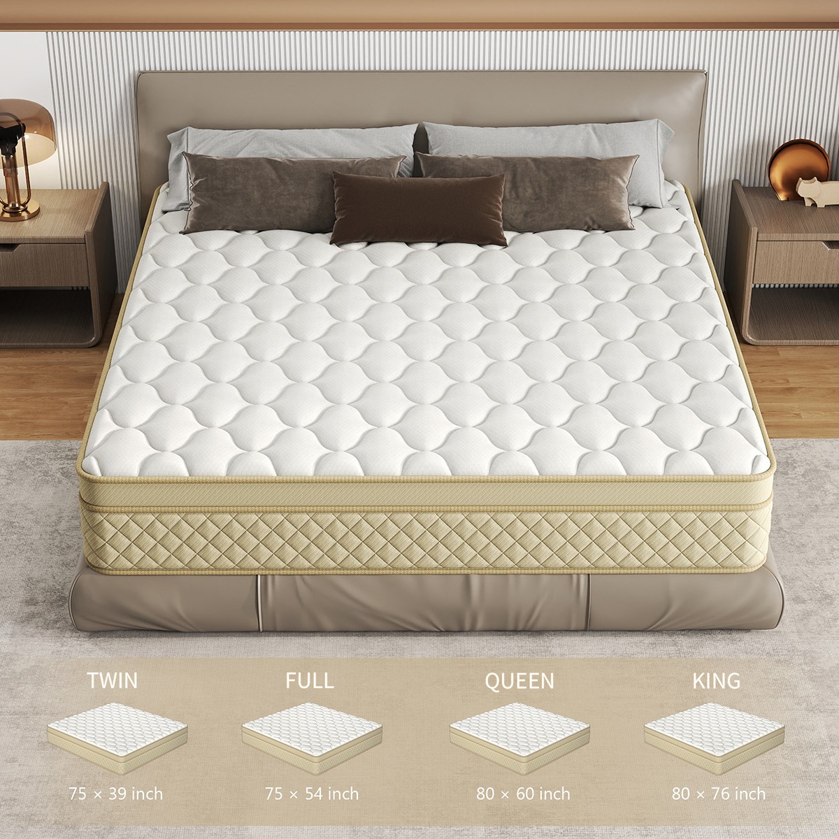 12″/14″ Hybrid Mattress in a Box Gel Memory Foam Spring Twin Full Queen King Bed