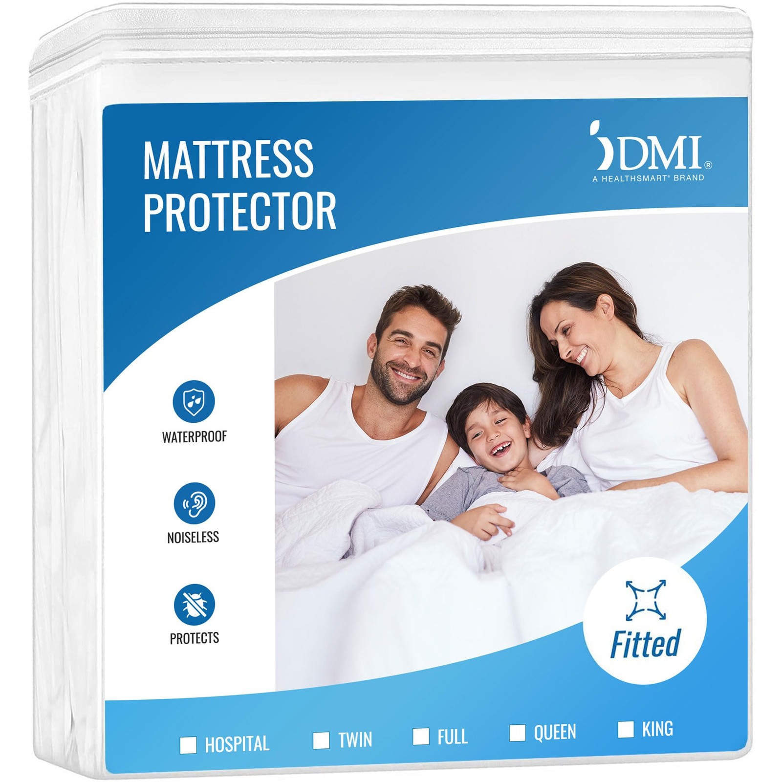 DMI Waterproof Mattress Protector, Pad/Cover, Bed Pad Queen, White