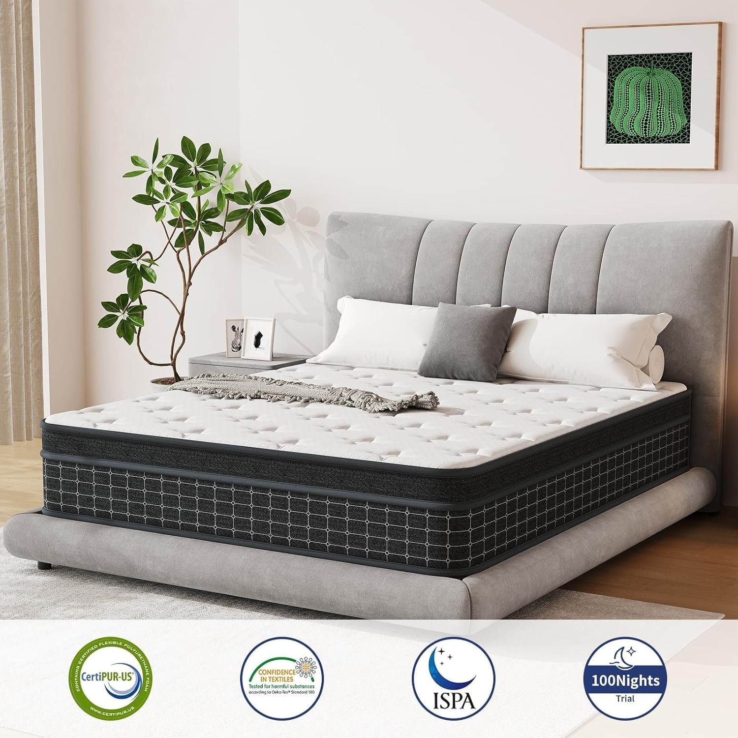 SupremeSleep Queen Mattress, 12 Inch Queen Size Mattresses in a Box, Individuall