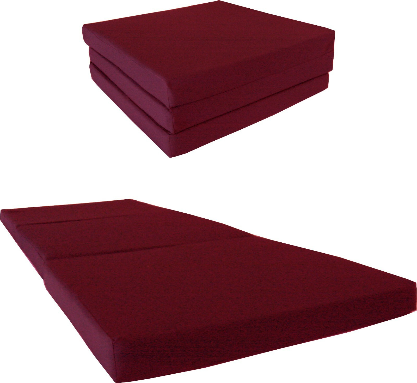 Shikibuton Trifold Foam Beds, Foldable Mats, Cushions, Seats 3x27x75, Burgundy