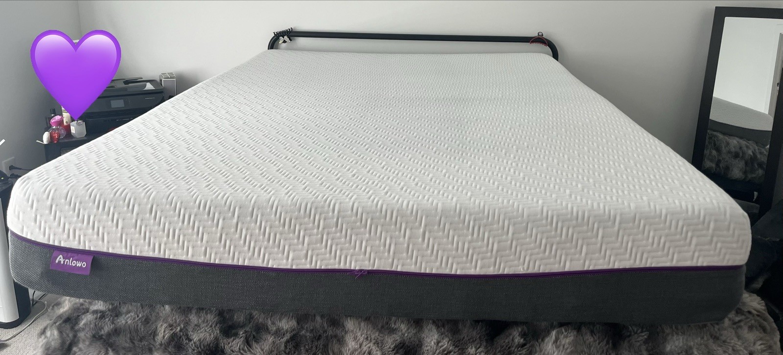 Anlowo White Gray Purple Mattress Geometric Pattern Rectangle for Bedroom Adults