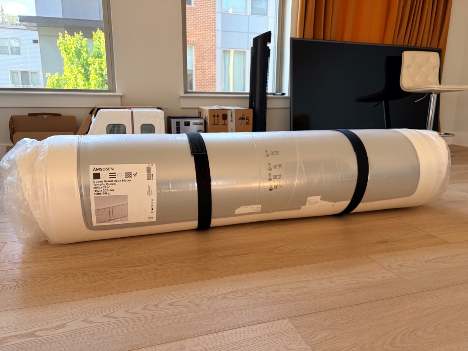 IKEA ÅMSOSEN Queen Memory Foam Mattress (Never Unrolled)