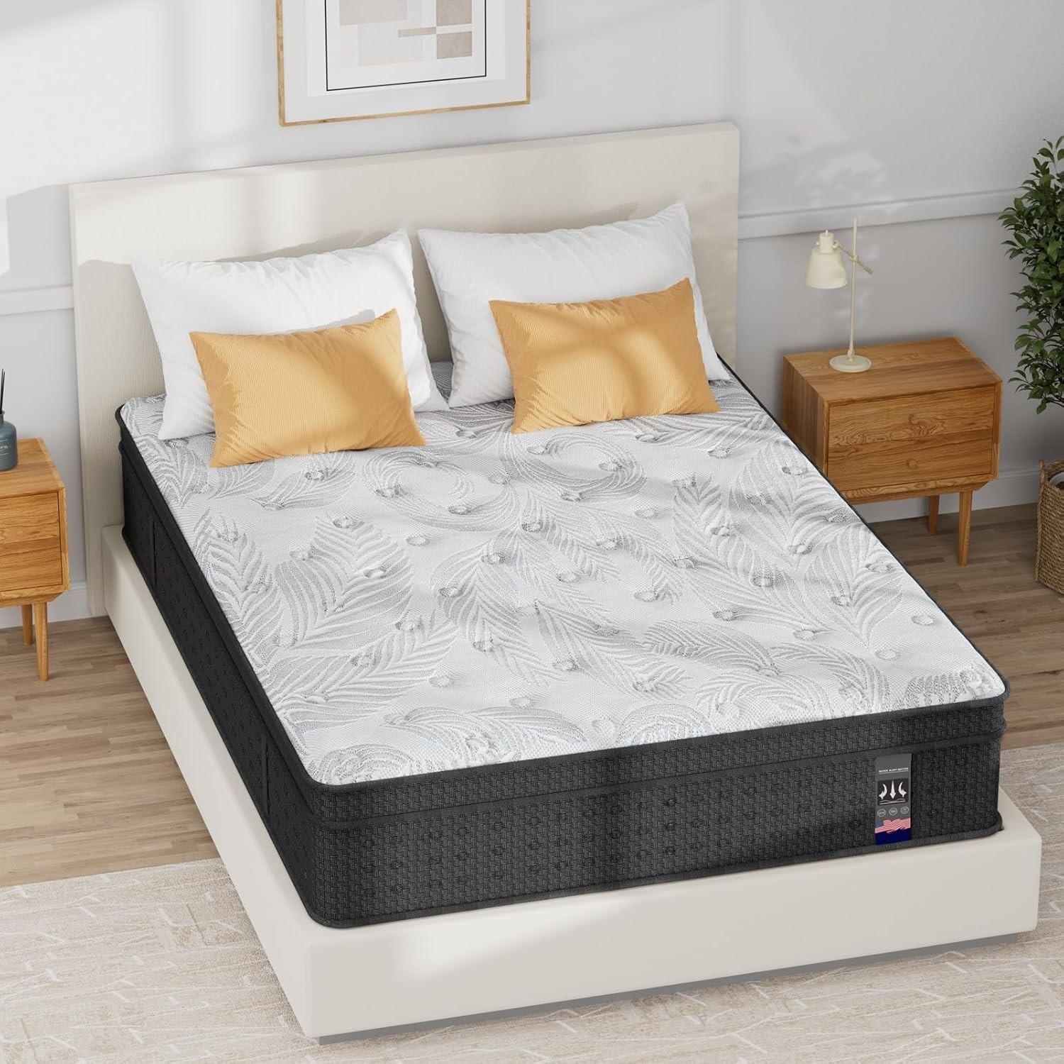 14″ King Mattress Hybrid Pocket Spring Medium Firm Gel Memory Foam Bed in a Box