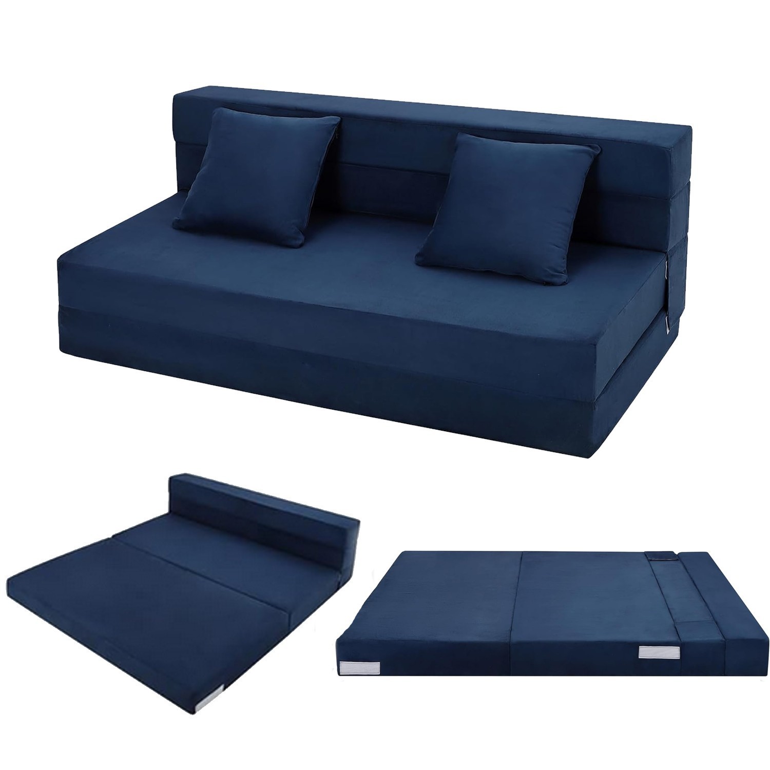 Queen Size Folding Sofa Bed Convertible Floor Futon Bed Mattresses w/ 2 Pillow💥
