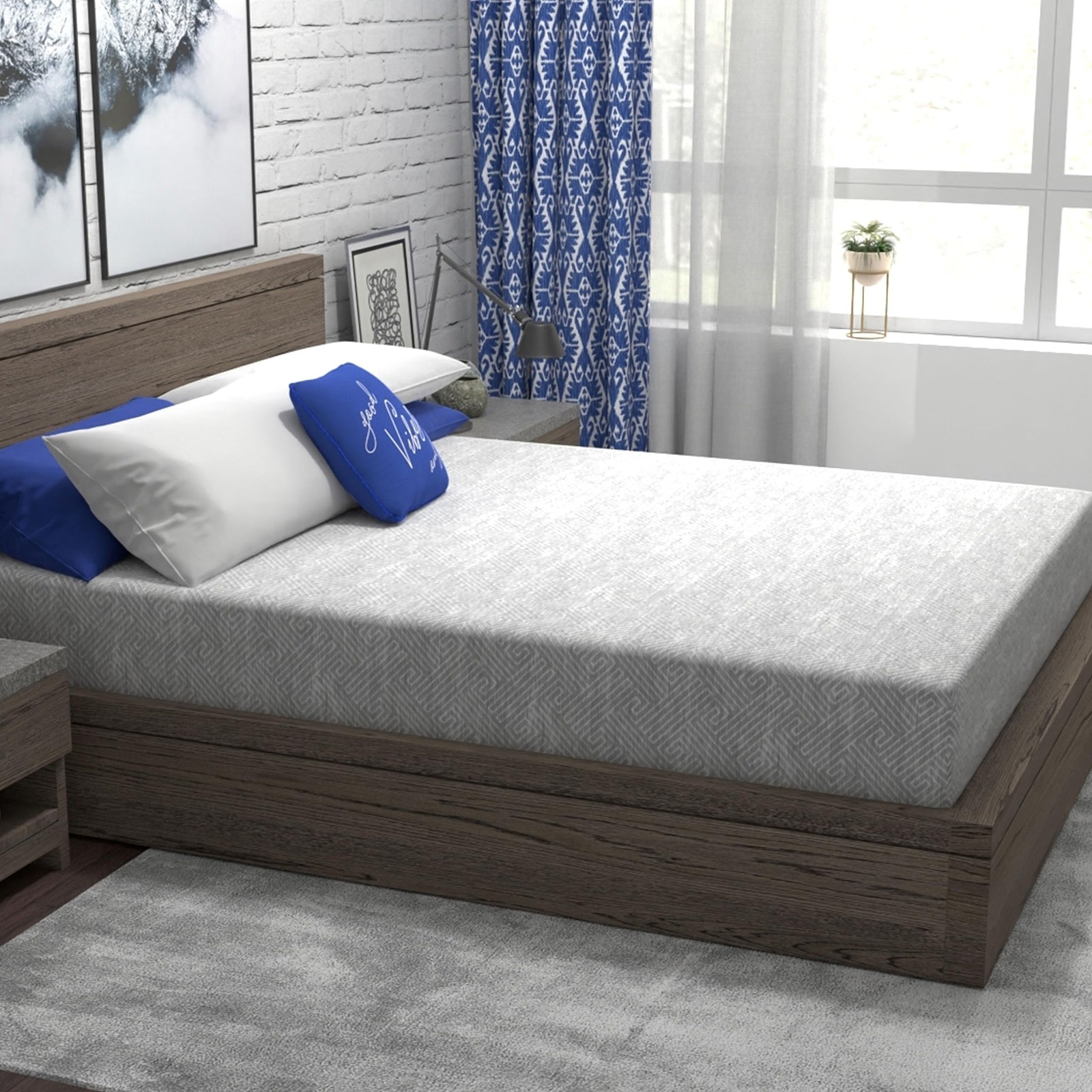 Heather Grey Gel Memory Foam Mattress, CertiPUR-US and Oeko-TEX Certifed Bed-…