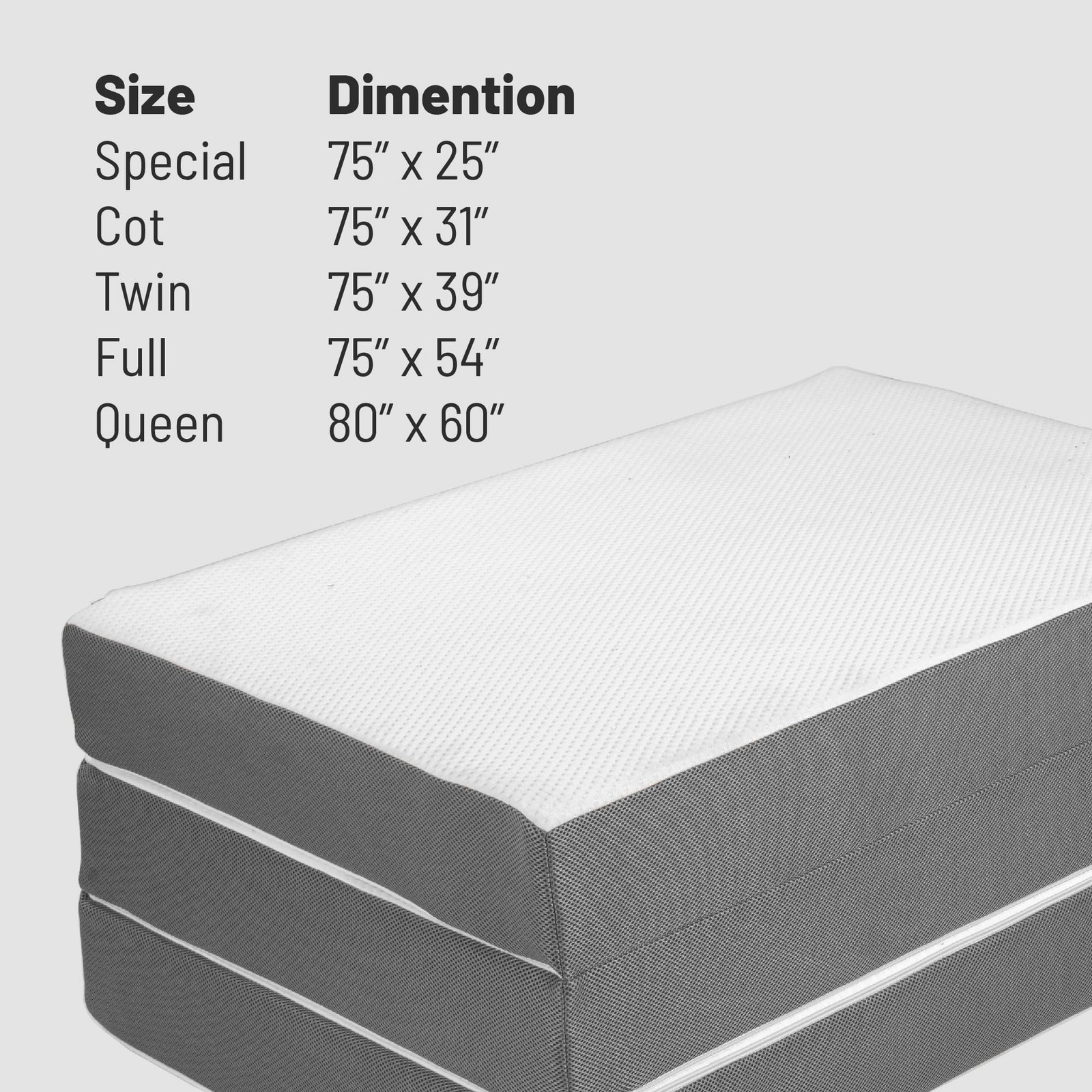 , 4-Inch Tri-Folding Gel Memory Foam Portable Floor Mattress | Breathable Mes…