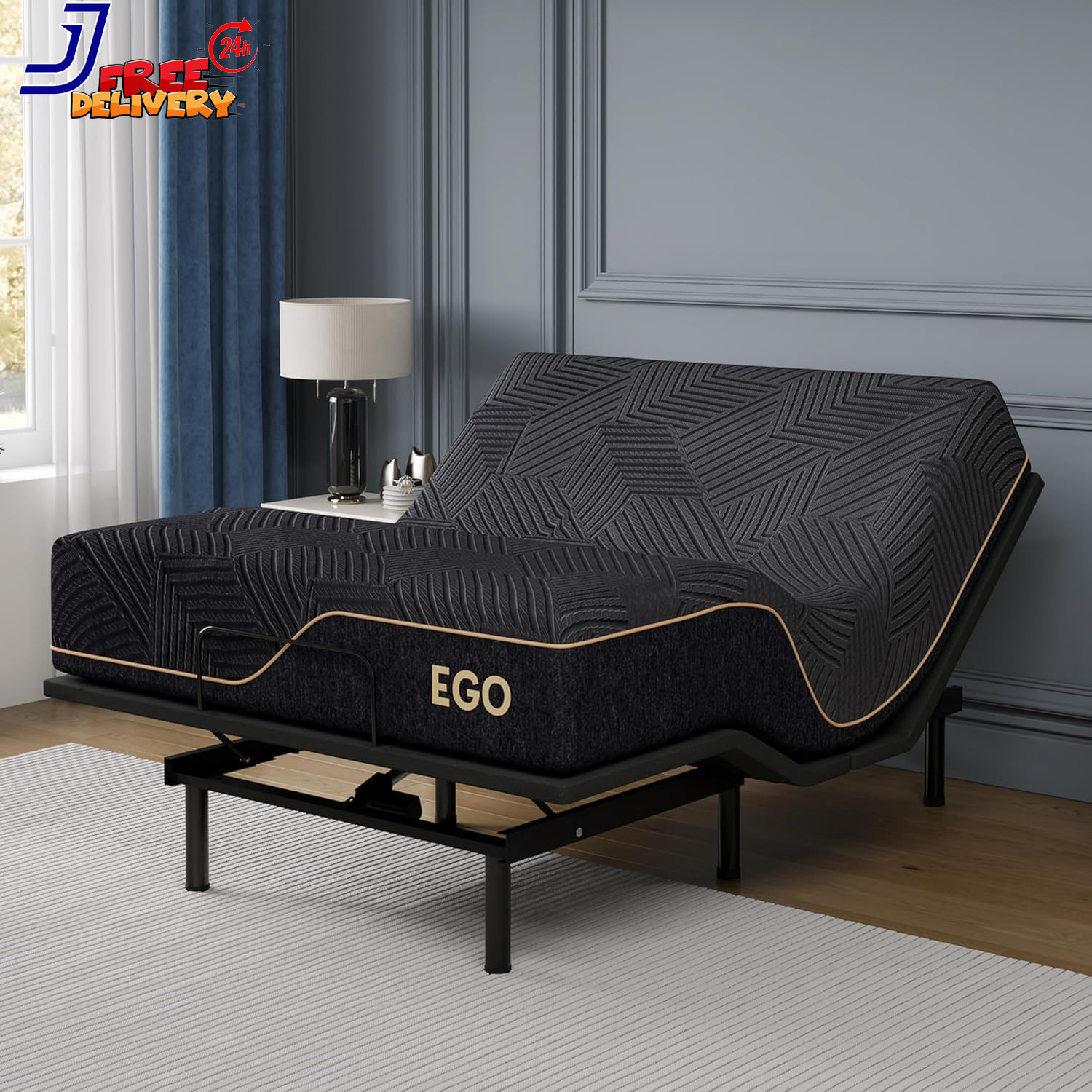 Adjustable Bed Frame Queen and 14 Inch Cooling Memory Foam Mattress Wireless Rem