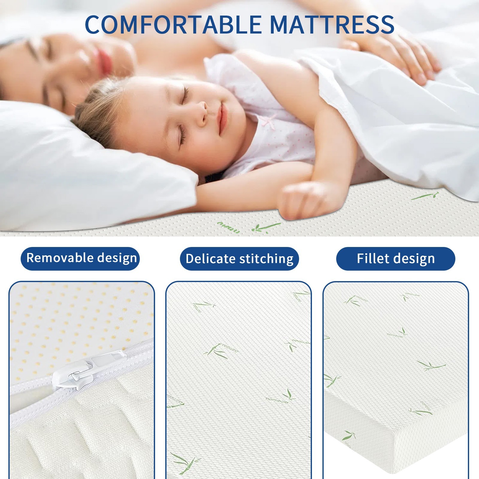 8″ Twin Cooling Gel Memory Foam Mattress with Bamboo Cover for Back Pain Relief