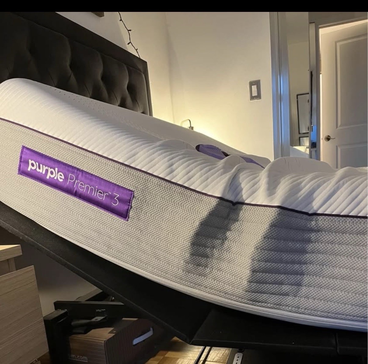 Purple Hybrid 3 Queen Mattress with Adjustable Bed frame and separate headboard