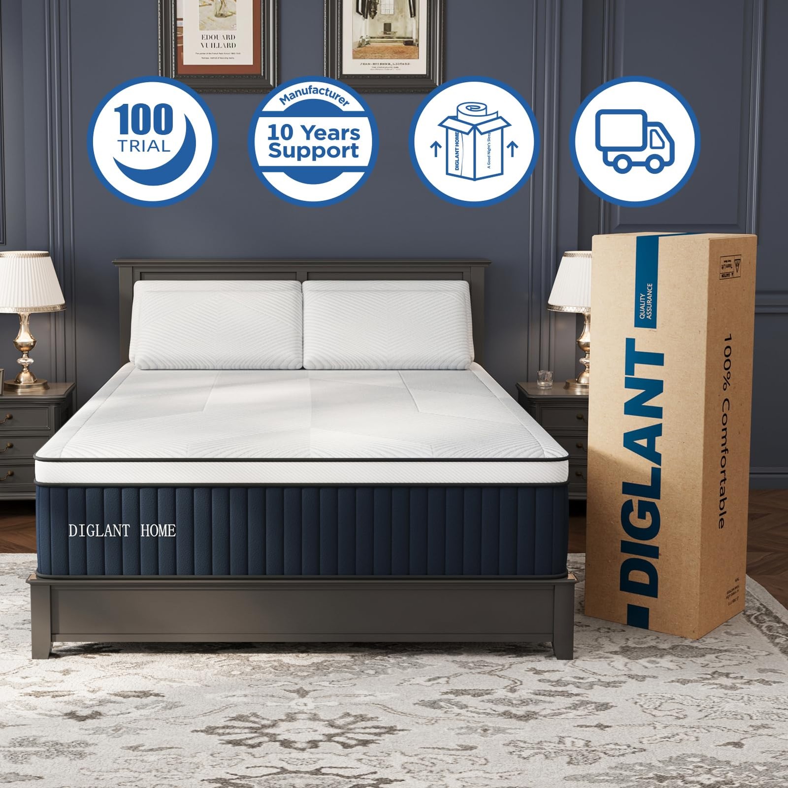 Twin XL Mattress, DIGLANT 14 Inch Euro Top MDI Memory Foam with Pocket Spring…