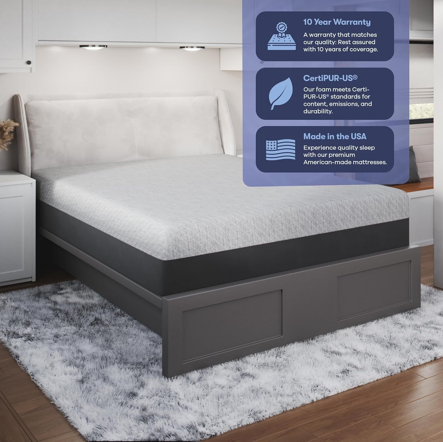 8″ RV Short Queen Cooling Memory Foam Mattress – Firm & USA Made