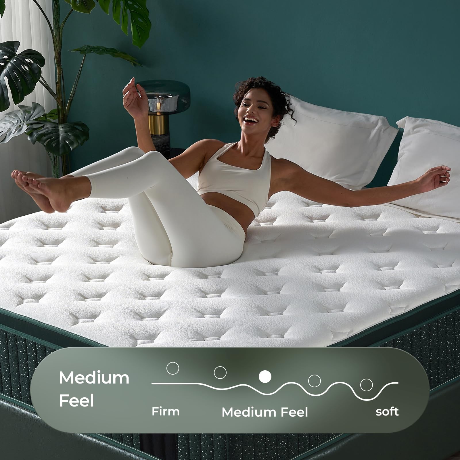 14″ Queen Hybrid Mattress – Medium Firm, Cooling Gel Memory Foam, Zoned Coils