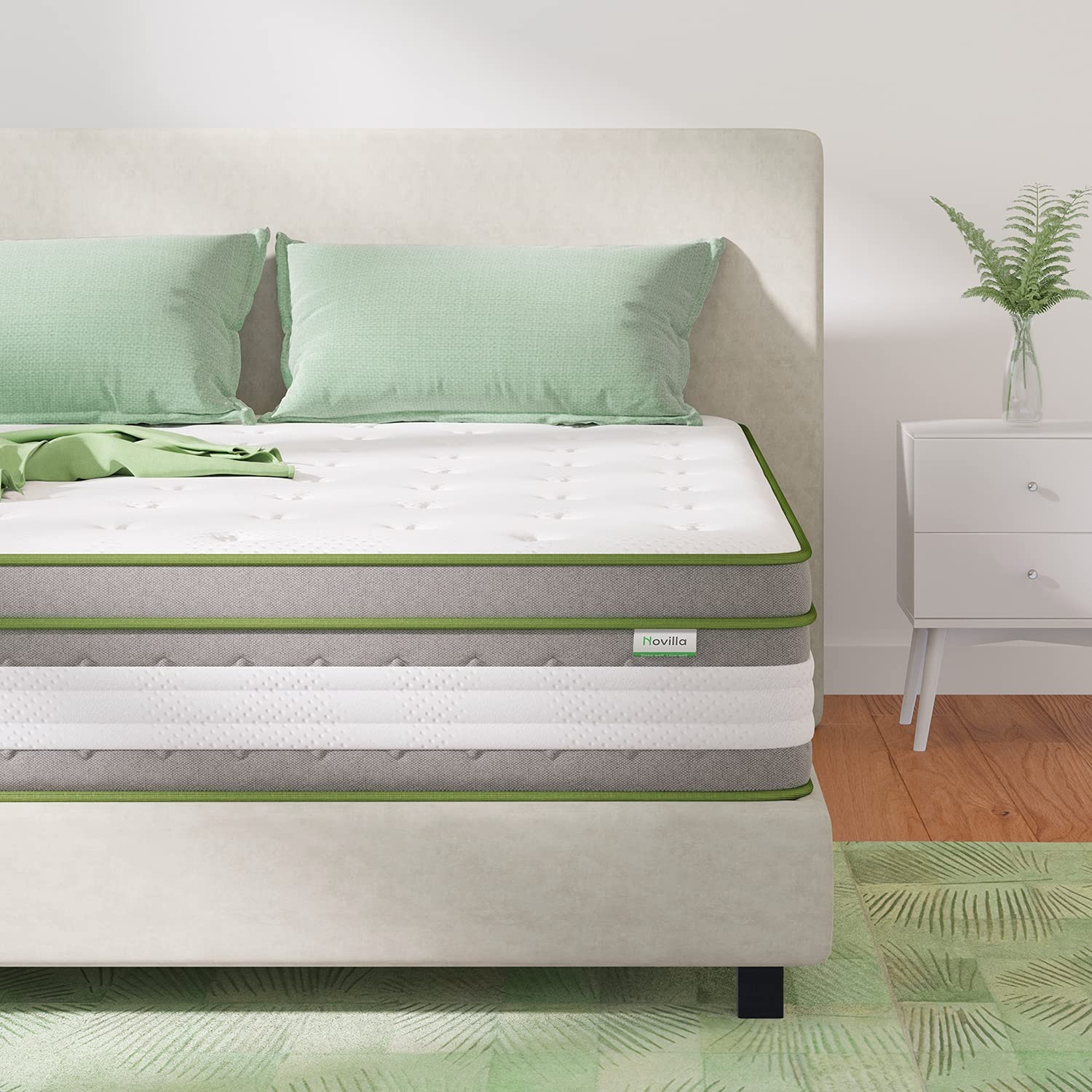 Queen Mattress, 12 Inch Hybrid Pillow Top Queen Size Mattress in a with Memor…