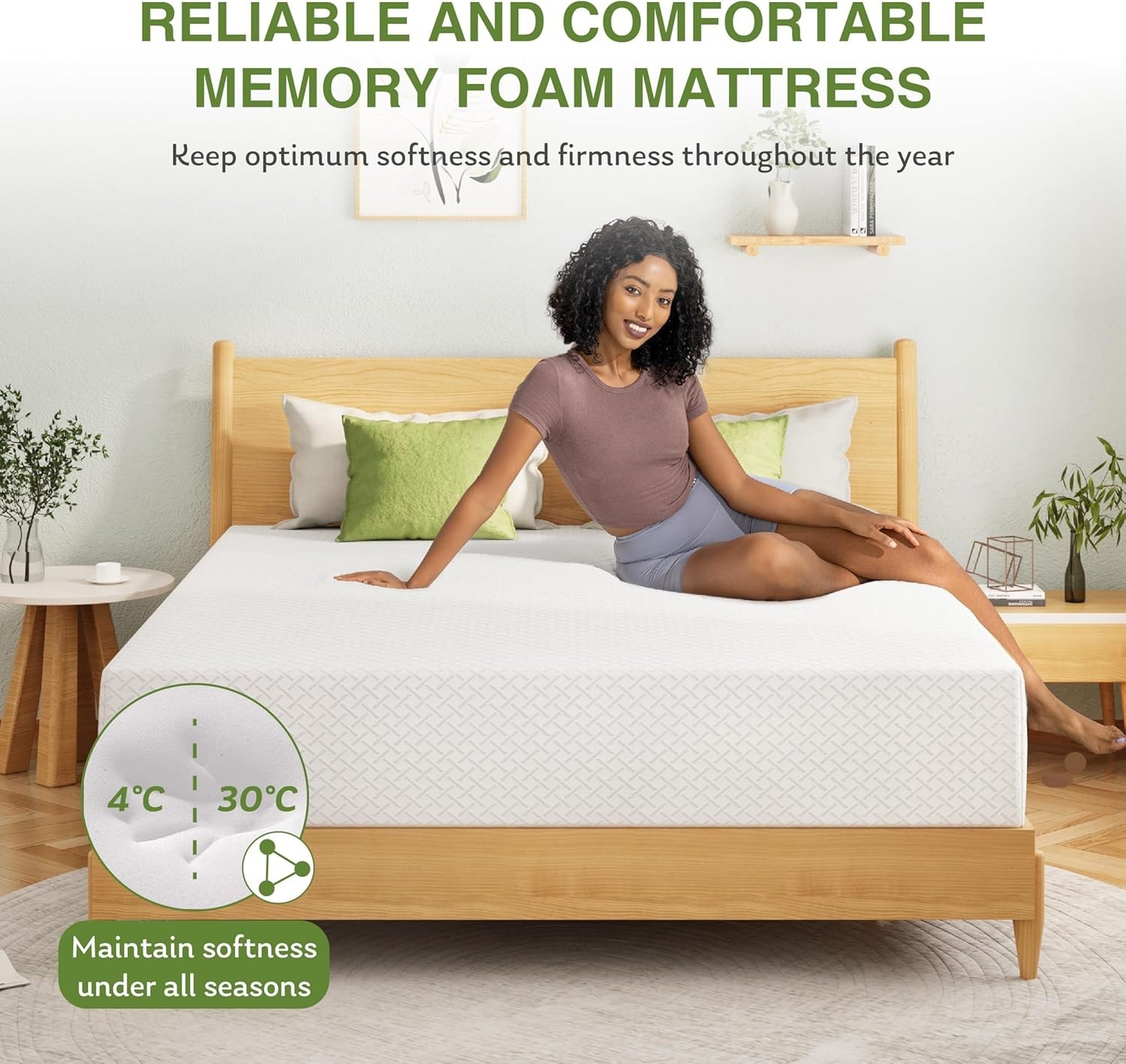 Queen Mattress, Memory Foam Mattress in a Box with Cooling Green Tea Gel, Rel…