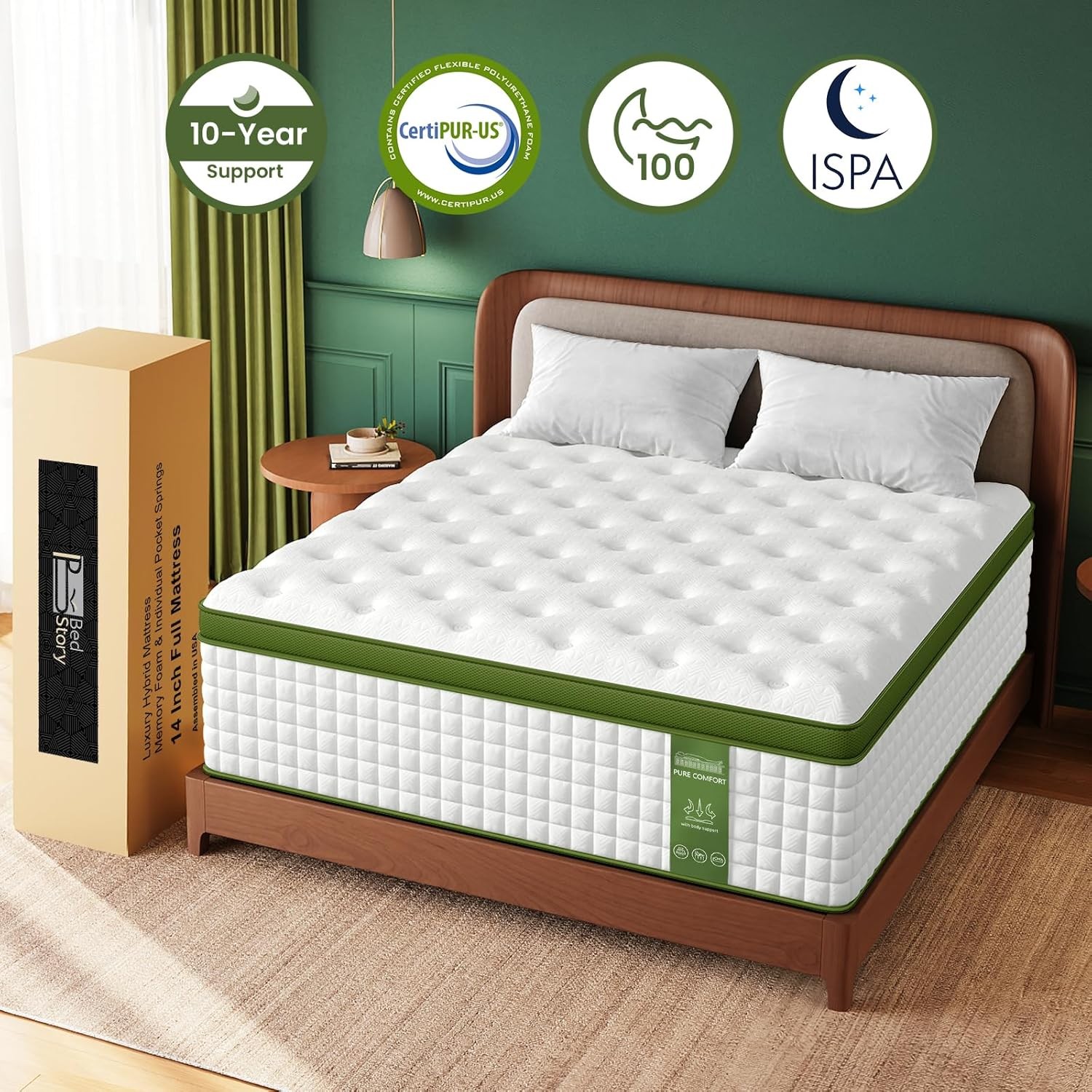 Extra Firm Queen Mattress 14 Inch Hybrid Mattresses Queen Size –Targeted Lumbar
