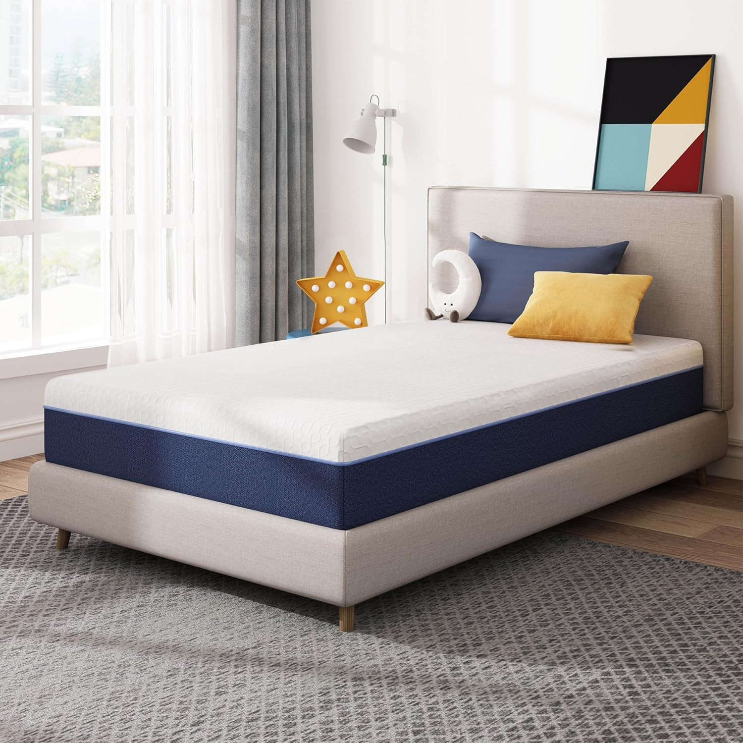 Gelsea 6 Inch Twin Size Mattress for Kids, Gel Cooling Memory Foam Mattress in a