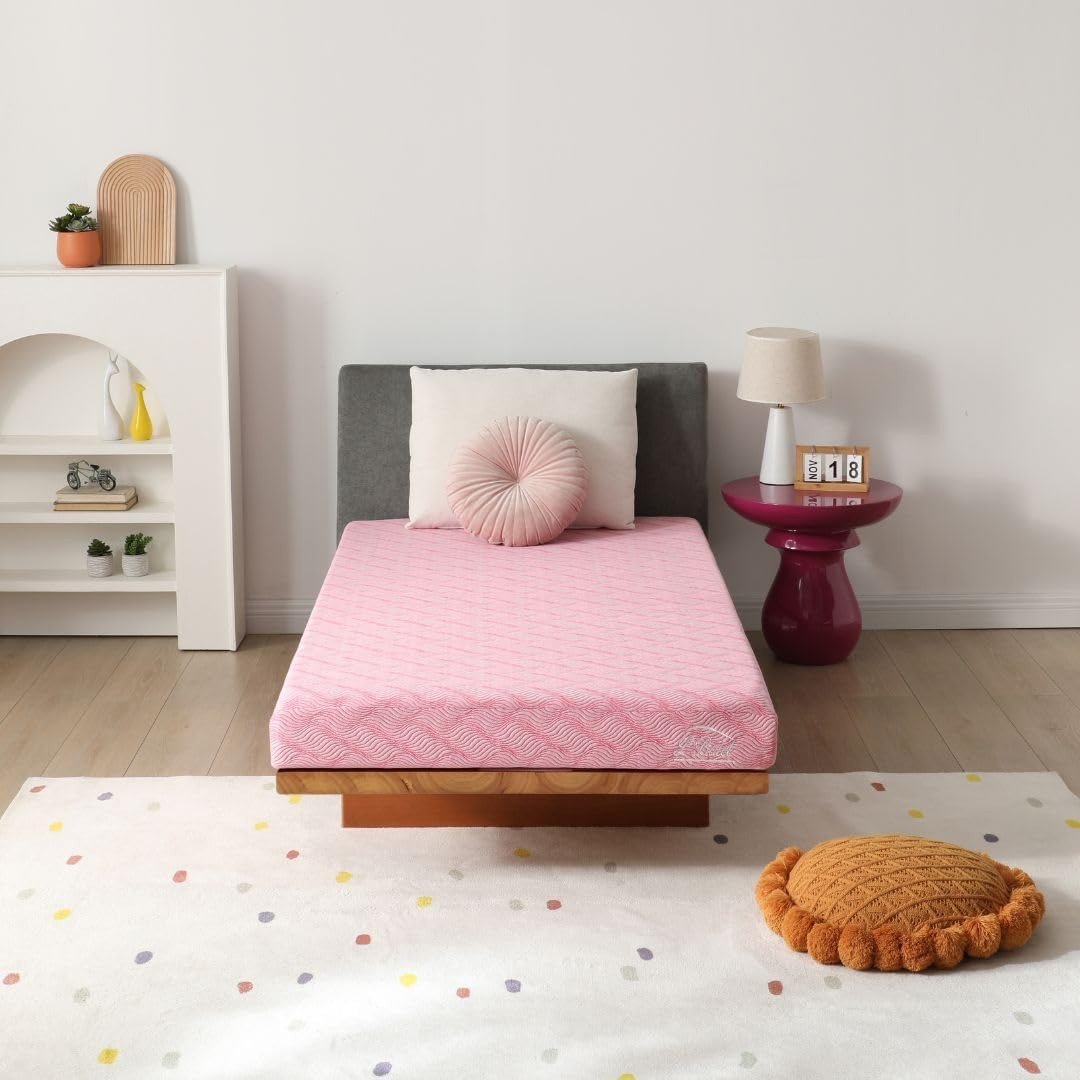 Cooling Memory Foam Mattress – 6 Inch Full Size – Pink – Medium Firm Bed in a Bo