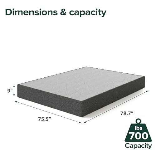 Zinus 9 Inch WonderBox(TM) Smart Box Spring, Quick Assembly King, Grey