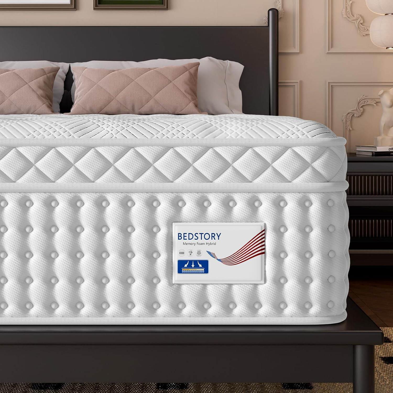 14 Inch Medium Firm Queen Mattress, Luxury Hybrid Mattress in a Box for Zoned Pr