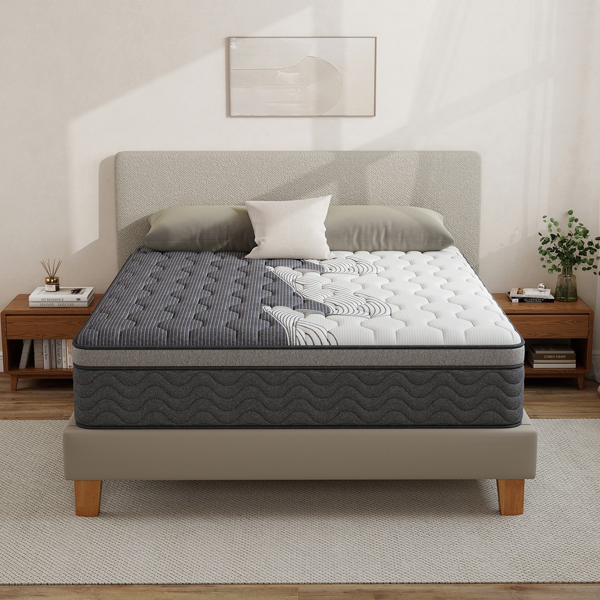12 Inch Full Queen King Size Mattress Medium Firm Soft Memory Foam Hybrid Spring