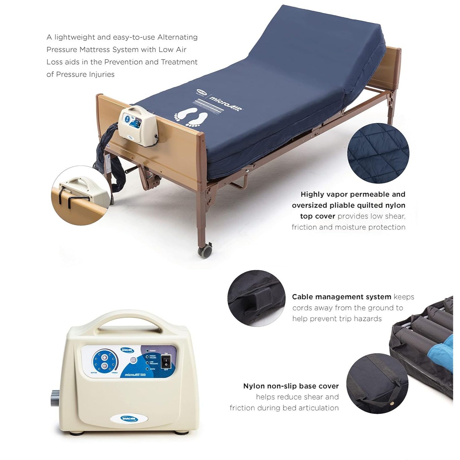 Invacare MA500 microAIR Alternating Pressure Mattress System, 350lb Capacity