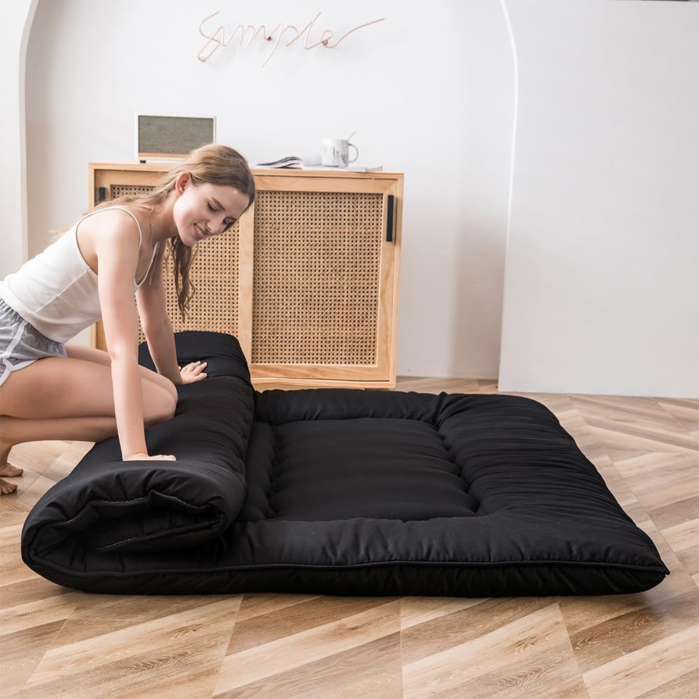 Japanese Floor Mattress Futon Mattress, 4″ Thicken Tatami Mat Sleeping Pad Folda